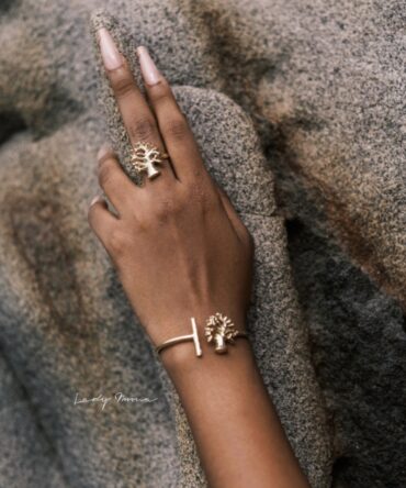 GUUY SET : Légende et Élégance avec Bracelet et Bague Design Baobab